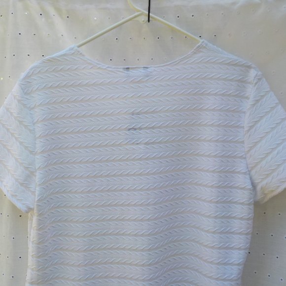 NWT White short sleeve Dress Top with partial sheer stripes SZ XL - Picture 14 of 16